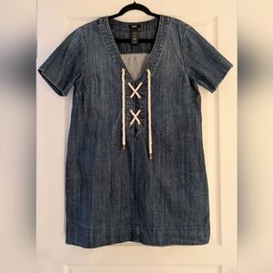 Vintage Mark. Denim Mini Dress with Lace-Up Detail